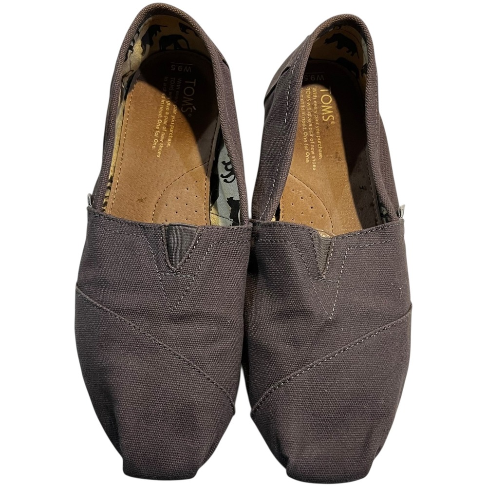 Toms Classic Dark Grey Flat Loafers Women's Size 9.5 Casual‎ Comfortable Minimal